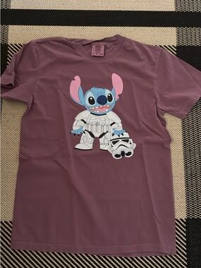Disney Star Wars Purple Stitch Stormtrooper Graphic Tee Small Comfort Colors